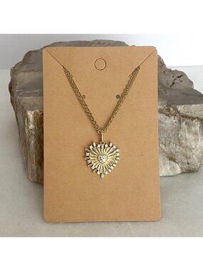 Gold Vermeil Sterling Silver 925 FZN Starburst Heart Pendant Necklace 18"-20"
